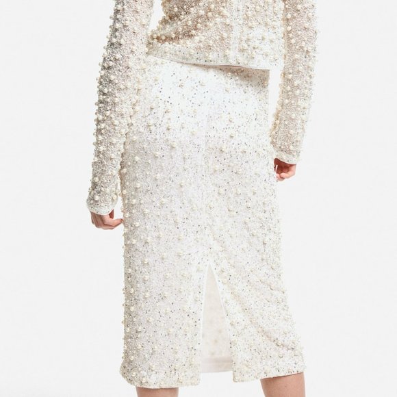 H&M Pearl & Crystal Embellished Skirt Size 6 - Picture 5 of 15